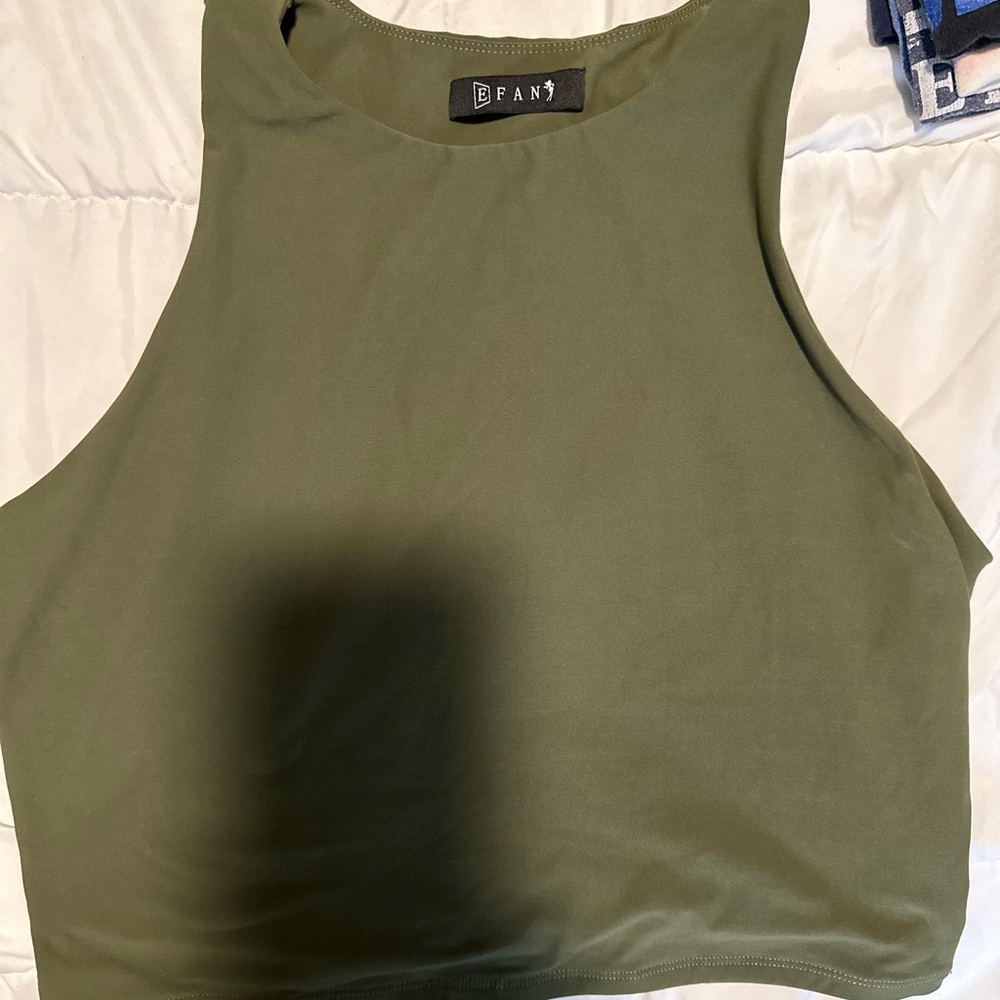 EFAN Khaki Sleeveless Crop Top
